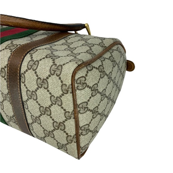 Gucci 1983 Vintage Boston Sherry Line Monogram Vinyl & Leather Small Satchel Bag - Picture 5 of 8